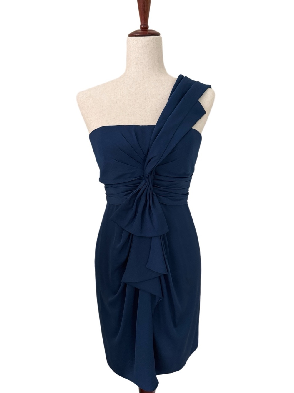 BGBG Max Azria Petites ⭐️ VGUC Navy Blue Ink One-Shoulder Dress Size 6P